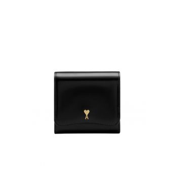 Black Cow Leather Paris Paris Compact Wallet - Negru