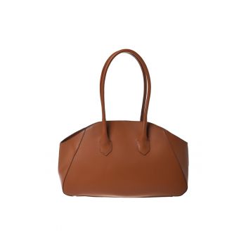 Geanta bowler din piele - Maro - 25x44x14.5