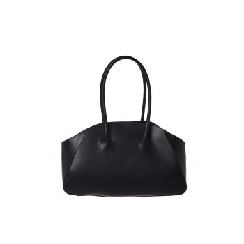 Geanta bowler din piele - Negru - 25x44x14.5