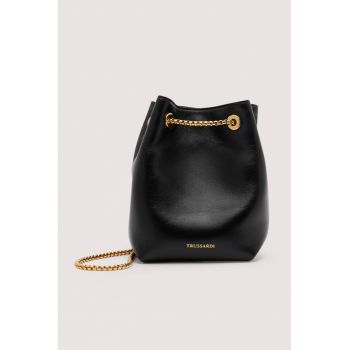 Geanta bucket din piele - Negru