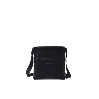 Geanta crossbody cu buzunare cu fermoar - Negru