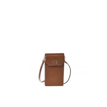 Geanta crossbody de piele cu animal print - Maro - 17.5 x 9.5 x 4