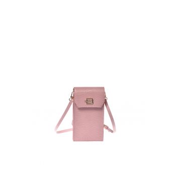 Geanta crossbody de piele cu animal print - Roz - 17.5 x 9.5 x 4