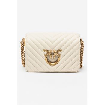 Geanta crossbody de piele Love Click - Alb fildes