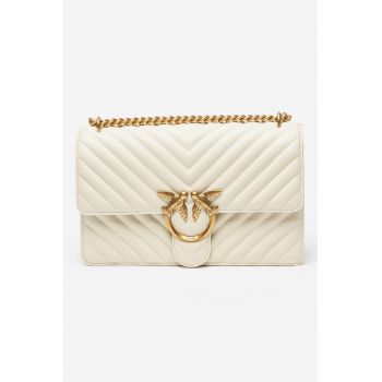 Geanta crossbody de piele Love One Classic - Alb fildes