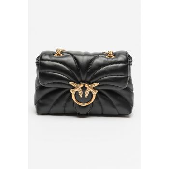 Geanta crossbody de piele Love Puff - Negru