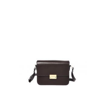 Geanta crossbody de piele - Negru - 18x24x8