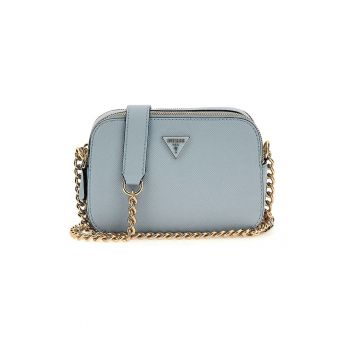 Geanta crossbody din piele ecologica cu doua compartimente Noelle - Albastru prafuit
