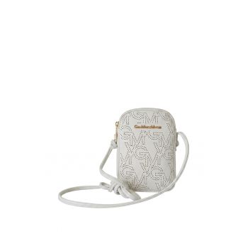 Geanta crossbody din piele ecologica cu logo - Alb