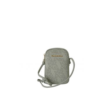 Geanta crossbody din piele ecologica cu logo - Verde