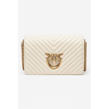 Geanta crossbody din piele Love Click - Crem