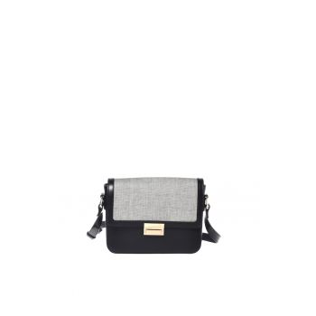 Geanta crossbody din piele - Negru - 18x24x8