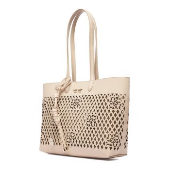 Geanta dama  shopper bej 30x40cm piele ecologica
