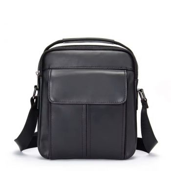 Geanta de umar pentru barbati Khaiel GT3904, piele naturala, neagra