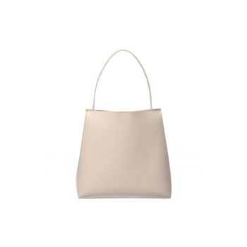 Geanta din piele cu bareta de umar ajustabidwqfwqdla - Alb murdar - 27x29x15