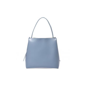 Geanta din piele cu bareta de umar ajustabidwqfwqdla - Albastru prafuit - 27x29x15