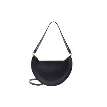 Geanta din piele si piele intoarsa - Negru - 22x36x6