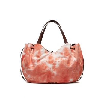 Geanta hobo din panza cu garnituri de piele si imprimeu tie-dye Manicotti - 37/74 x 37 x 17 cm