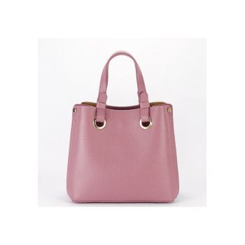 Geanta roz plamaniu medie din piele naturala 8916 129 Plamaniu - 23x25x12