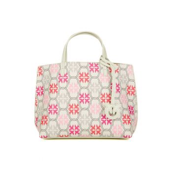 Geanta shopper  Carrie multicolor piele naturala alb