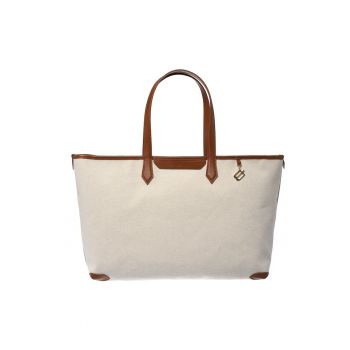 Geanta shopper cu buzunar interior - Alb murdar