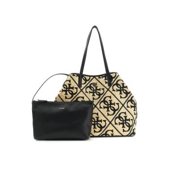 Geanta shopper cu logo brodat Kirsten Large 2 In 1 - Negru/Galben