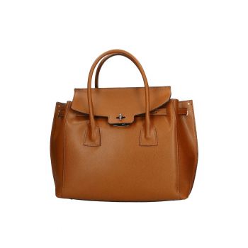 Geanta shopper de piele Dayana - Maro cognac
