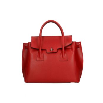 Geanta shopper de piele Dayana - Rosu inchis