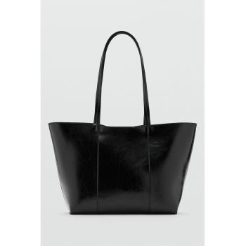 Geanta shopper de piele ecologica - Negru