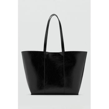 Geanta shopper de piele ecologica - Negru