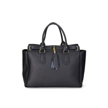 Geanta shopper de piele Elena - Albastru inchis