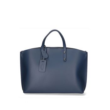 Geanta shopper de piele Lumena - Albastru