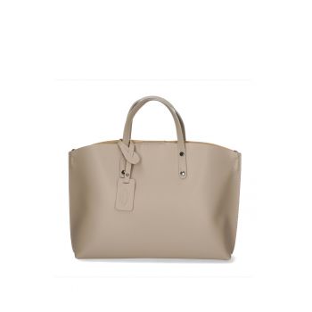 Geanta shopper de piele Lumena - Bej inchis
