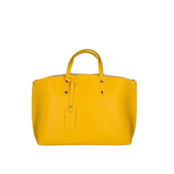 Geanta shopper de piele Lumena - Galben