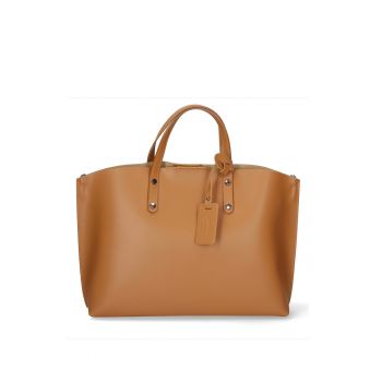 Geanta shopper de piele Lumena - Maro camel