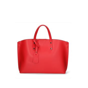 Geanta shopper de piele Lumena - Rosu