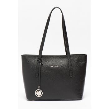 Geanta shopper din piele cu aspect texturat - Negru