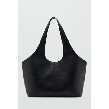 Geanta shopper din piele ecologica cu etui detasabil - Negru