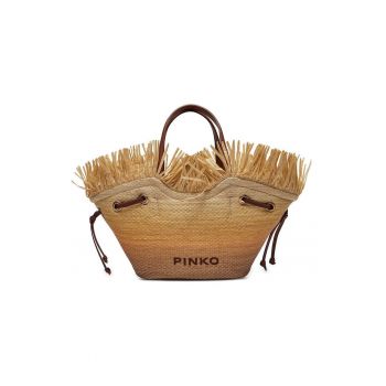 Geanta shopper din raffia impletita Pagoda - 19/39.5 x 17.5 x 9 cm