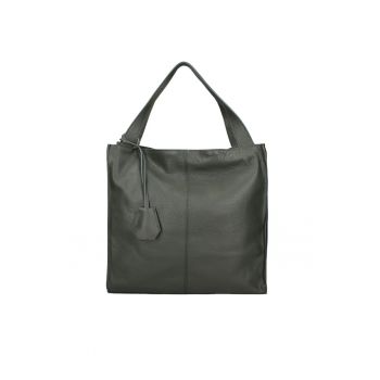 Geanta tote din piele Aelia - Verde inchis