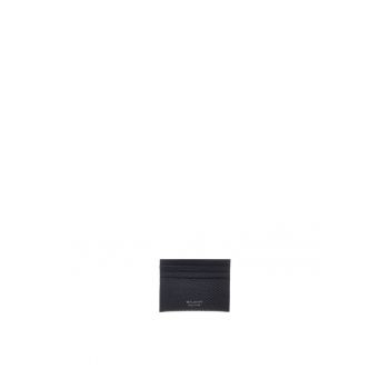 Portcart de piele cu model piele de reptila - Negru