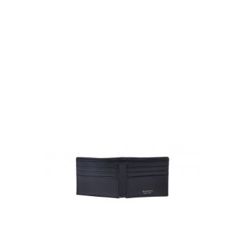Portcart pliabil de piele cu model piele de reptila - Albastru
