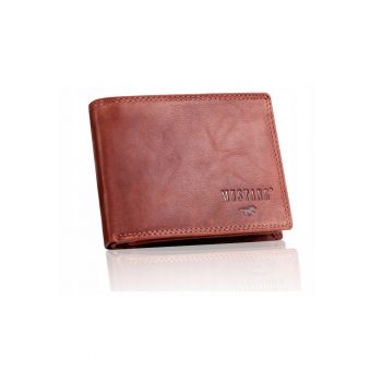 Portofel Barbati -  Denimo Wallet - Uni - Maro - Piele Naturala - Cu Logo - Design Clasic Casual - Ideal Pentru Uz Zilnic - Material Durabil Premium - Stil Casual Si Elegant