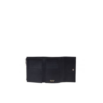 Portofel de piele cu animal print - Negru