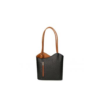 Rucsac convertibil de piele Chanel - Maro cognac/Negru