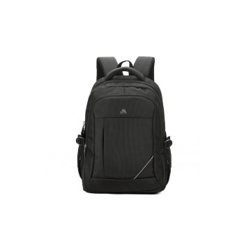 Rucsac cu buzunare multiple si compartiment pentru laptop - Negru