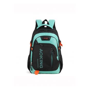 Rucsac cu imprimeu logo si buzunare multiple - Negru/Verde deschis
