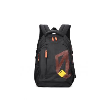 Rucsac cu imprimeu si compartiment pentru laptop - Negru