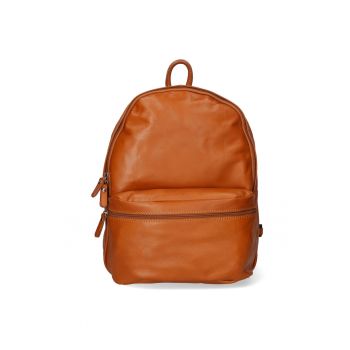 Rucsac de piele cu buzunar exterior Cloe - Maro cognac