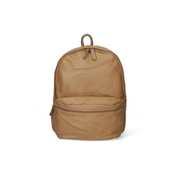Rucsac de piele cu buzunar exterior Cloe - Maro taupe inchis